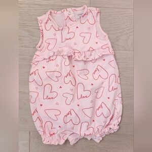 Carter's Pink Ruffle Hearts Romper Spring Summer Baby Girl 6 Months